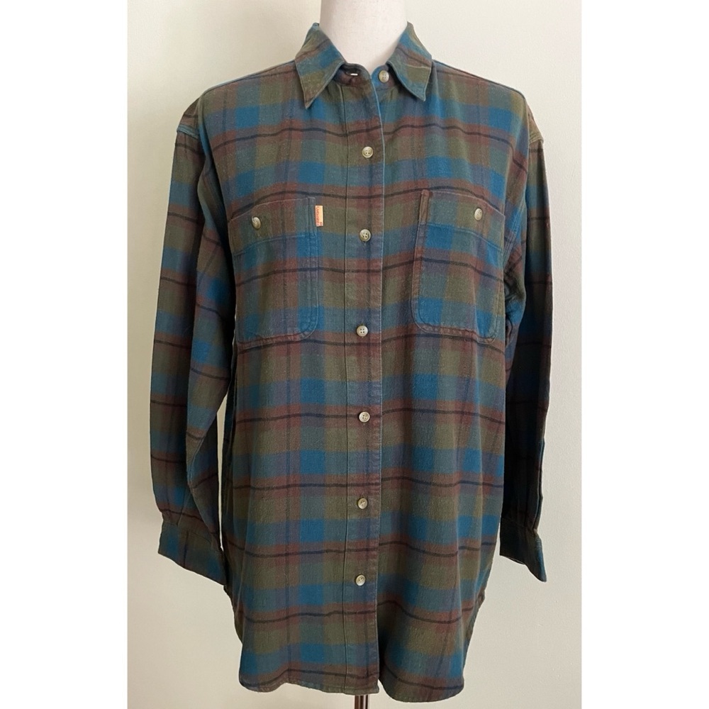 Vintage 90s Plaid Flannel Gold Crest Bugle Boy Women's M Grunge Alt Gorpcore